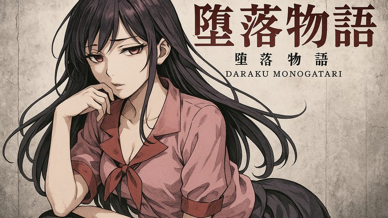 堕落物语 漫画 首页主视觉，主角在黑白色调的长街中回望